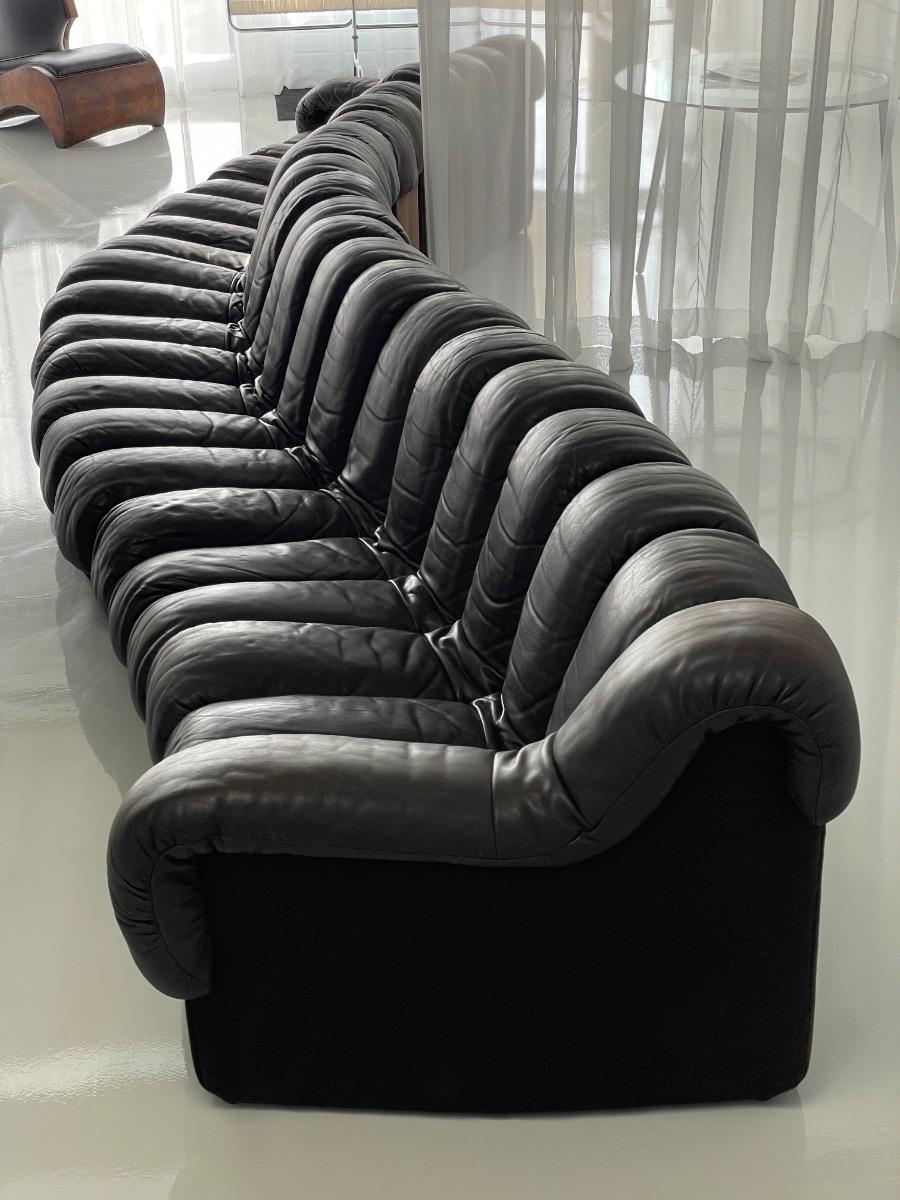 DS-600 Non-Stop Snake sofa De Sede brown leather, Switzerland 1970s