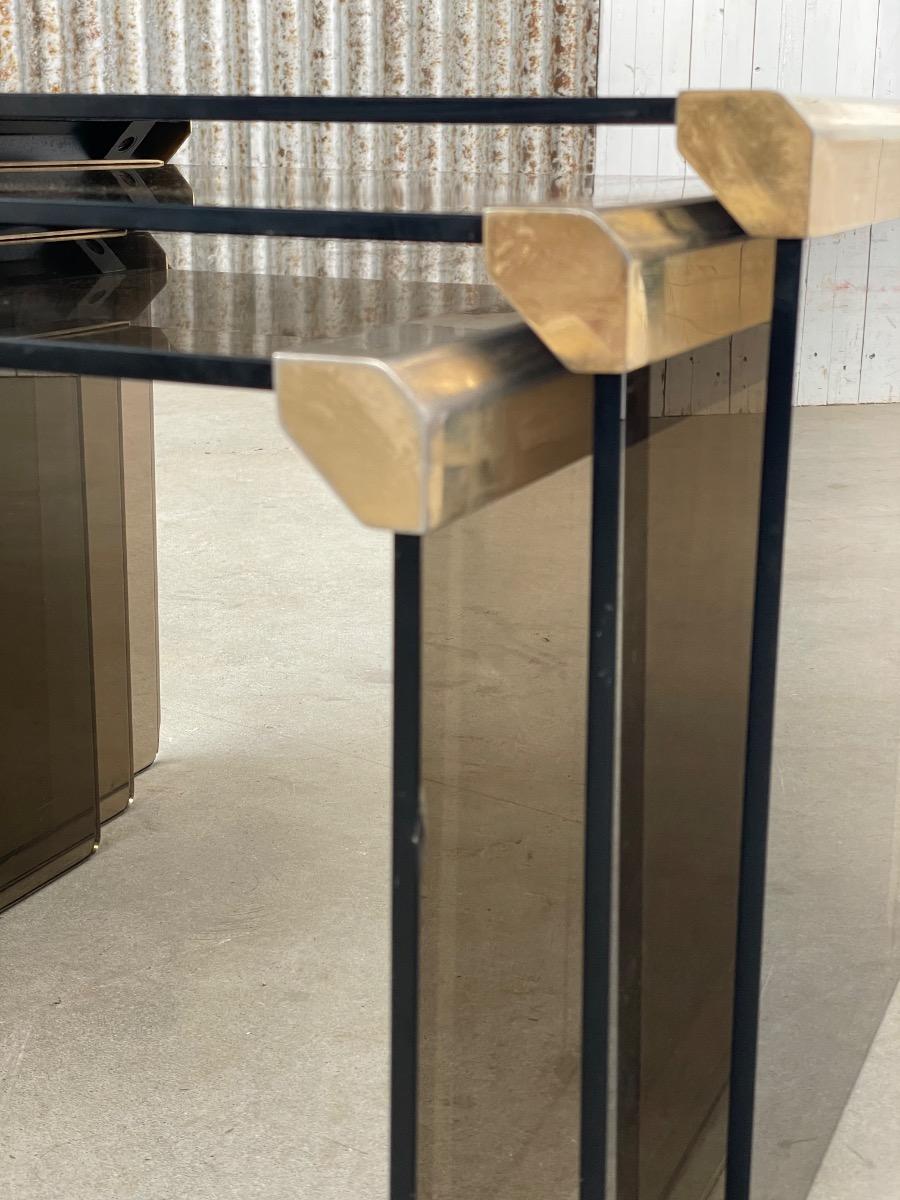 Gallotti & Radice ‘Tris’ T35 Smoked Glass Nesting Tables 1970s