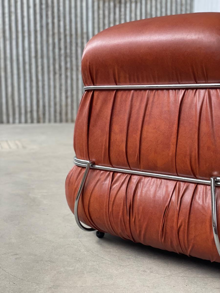 Italian Design Lounge Chairs in Cognac Aniline Leather 1970s