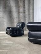 Italian Lounge Chairs by Adriano Piazzesi in Black Leather, 1970s