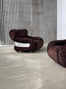 Italian space age Armchairs in Ribbed velvet, Italy 1970s