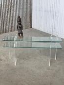Lucite & Glass sidetable 1980s design 