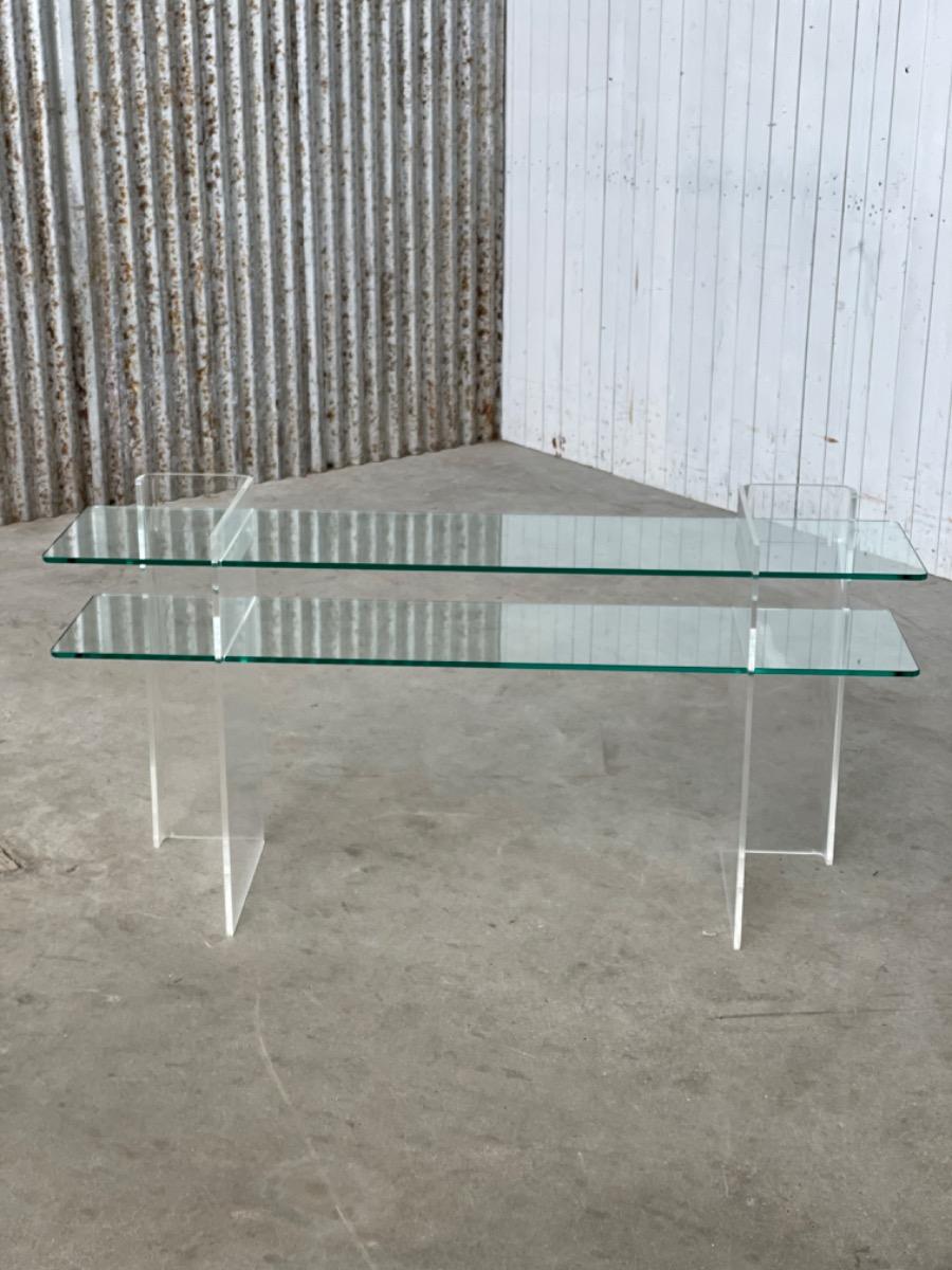 Lucite & Glass sidetable 1980s design 