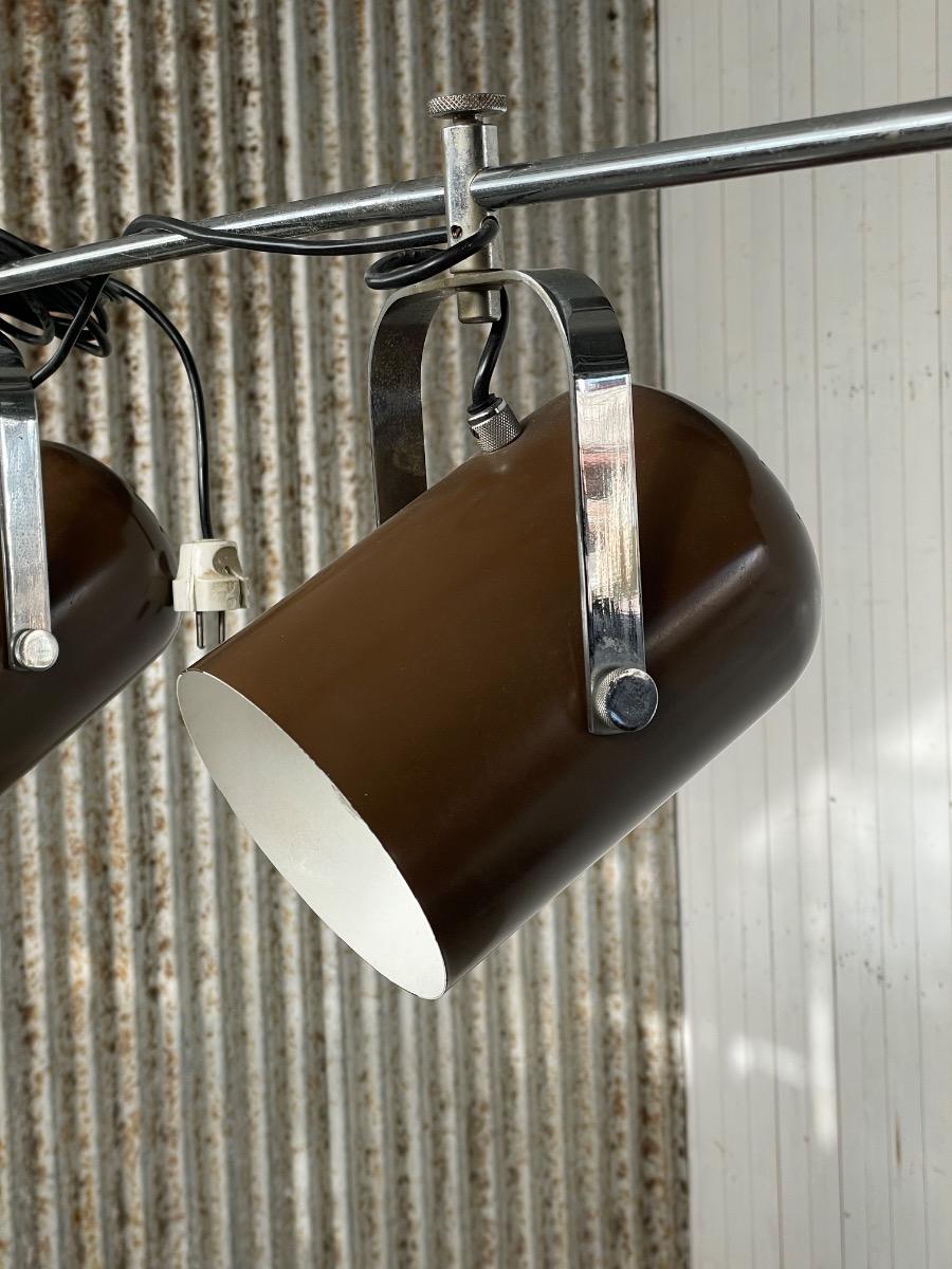 Midcentury metal floorlamp in brown 1970s