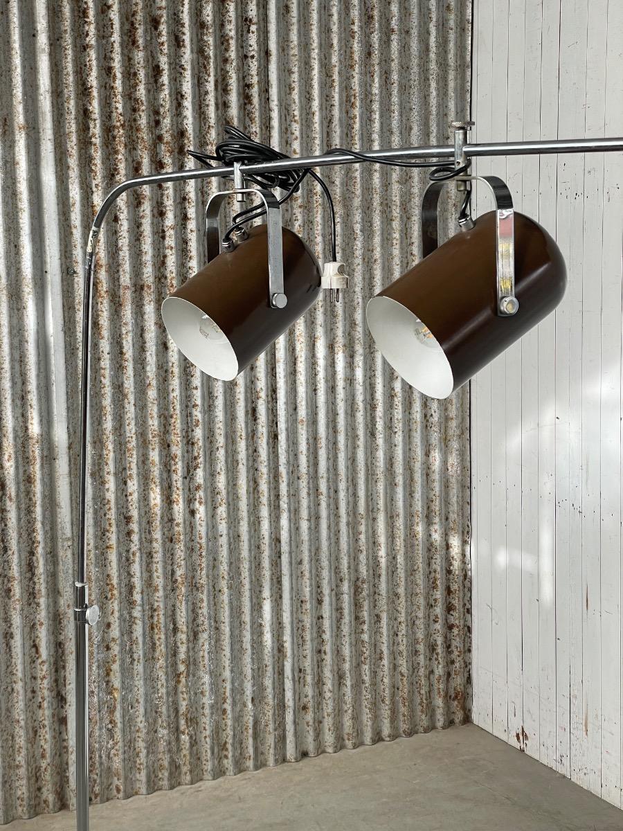 Midcentury metal floorlamp in brown 1970s