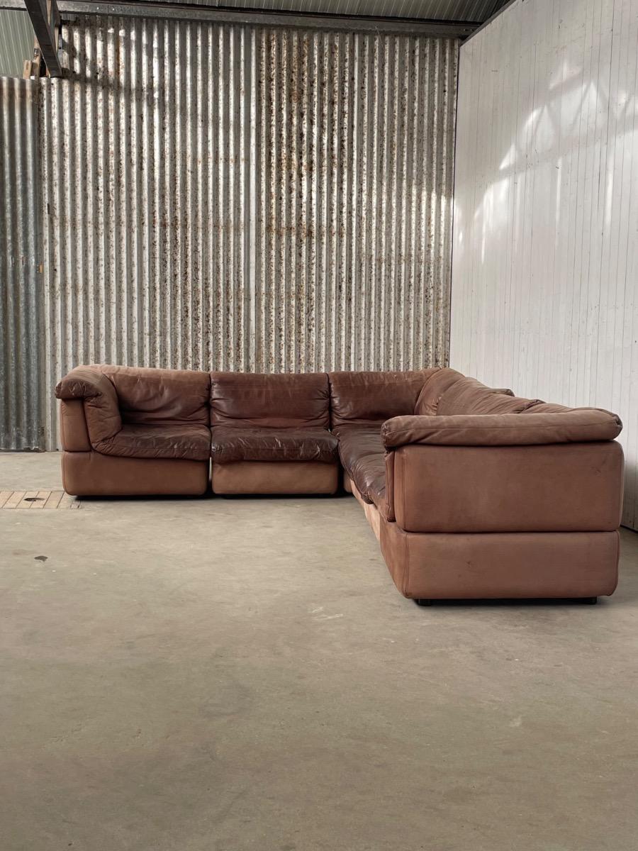 Modular sofa by Rolf Benz 1970s in Leather 
