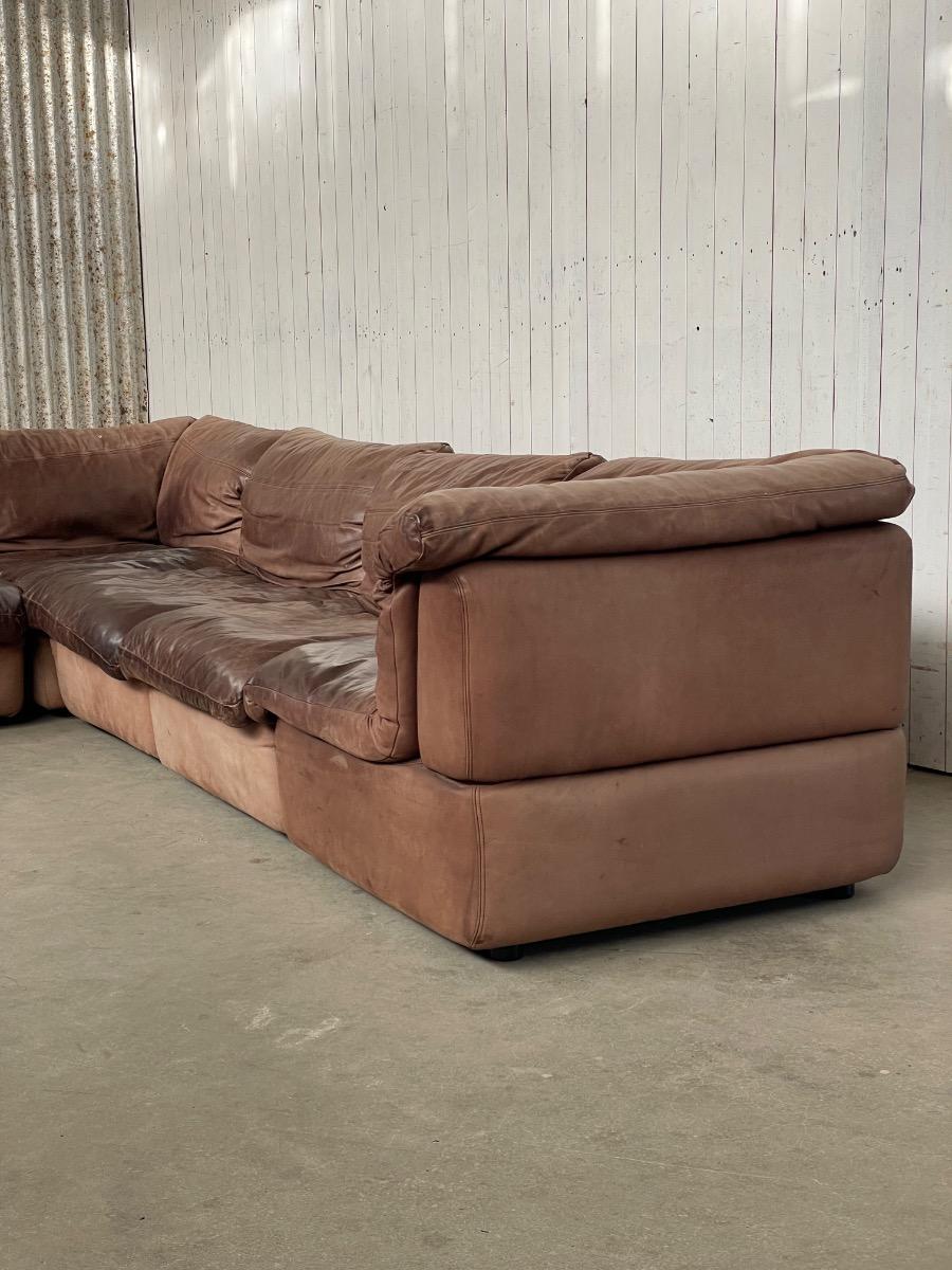 Modular sofa by Rolf Benz 1970s in Leather 