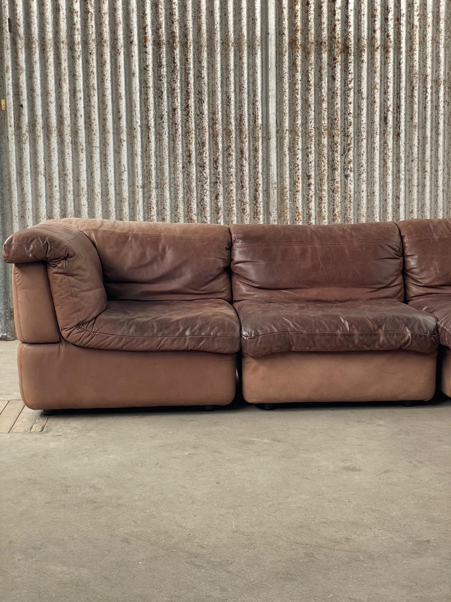 Modular sofa by Rolf Benz 1970s in Leather 