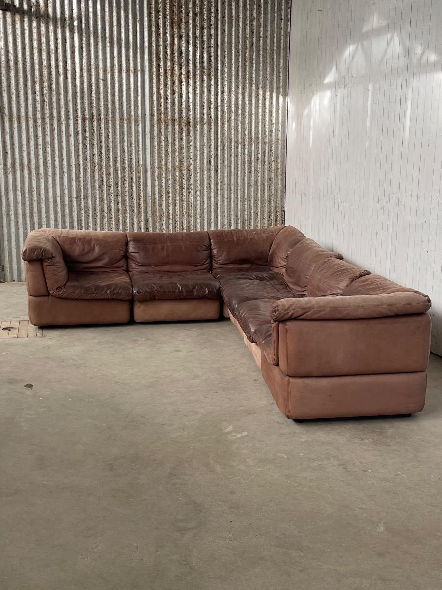Modular sofa by Rolf Benz 1970s in Leather 