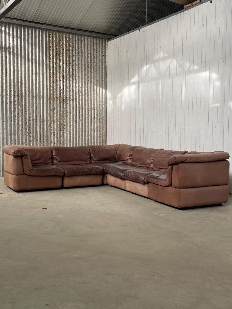 Modular sofa by Rolf Benz 1970s in Leather 