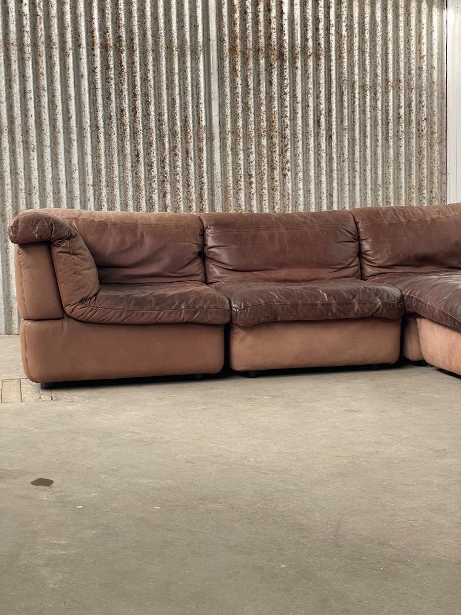 Modular sofa by Rolf Benz 1970s in Leather 