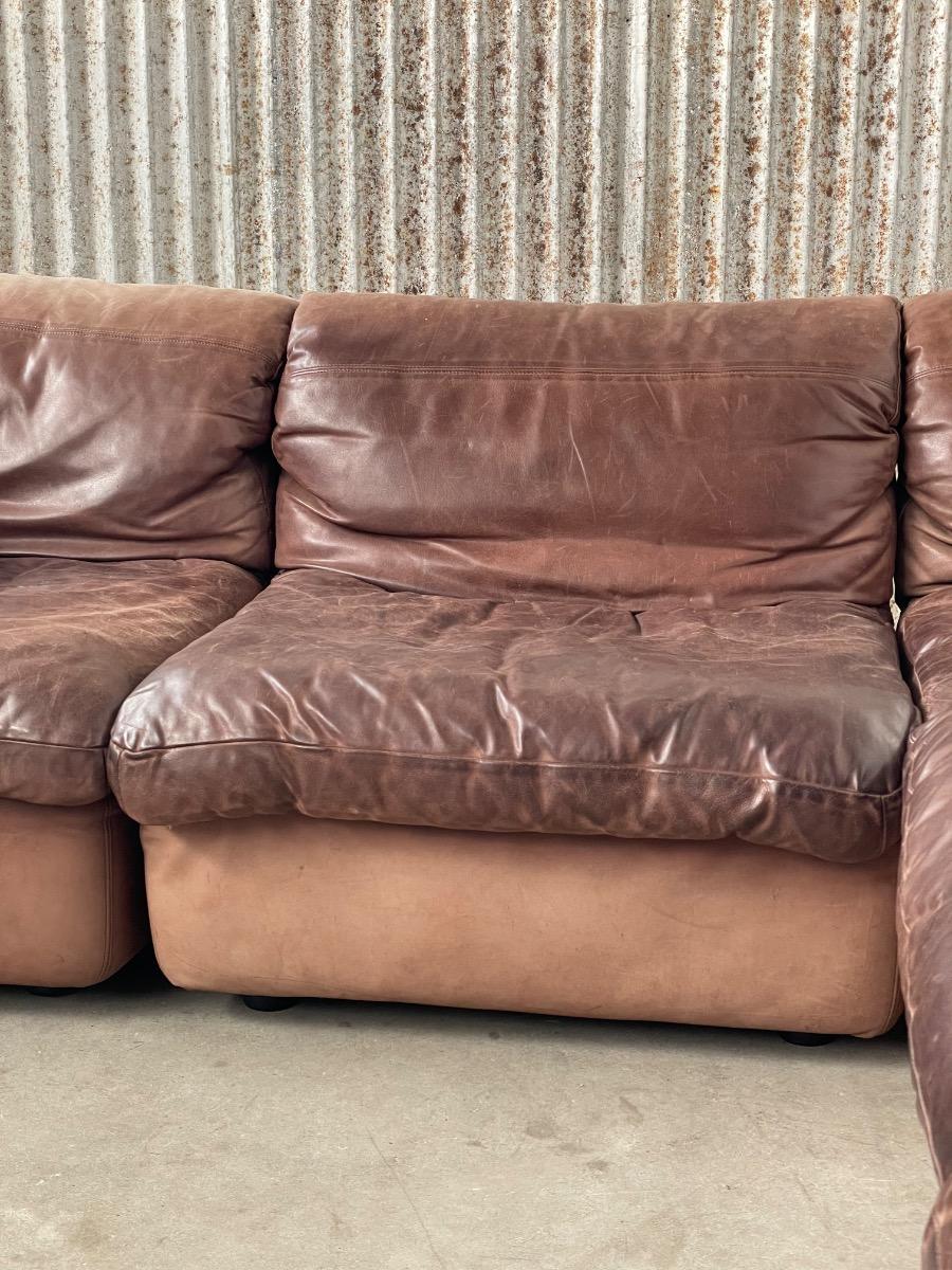 Modular sofa by Rolf Benz 1970s in Leather 