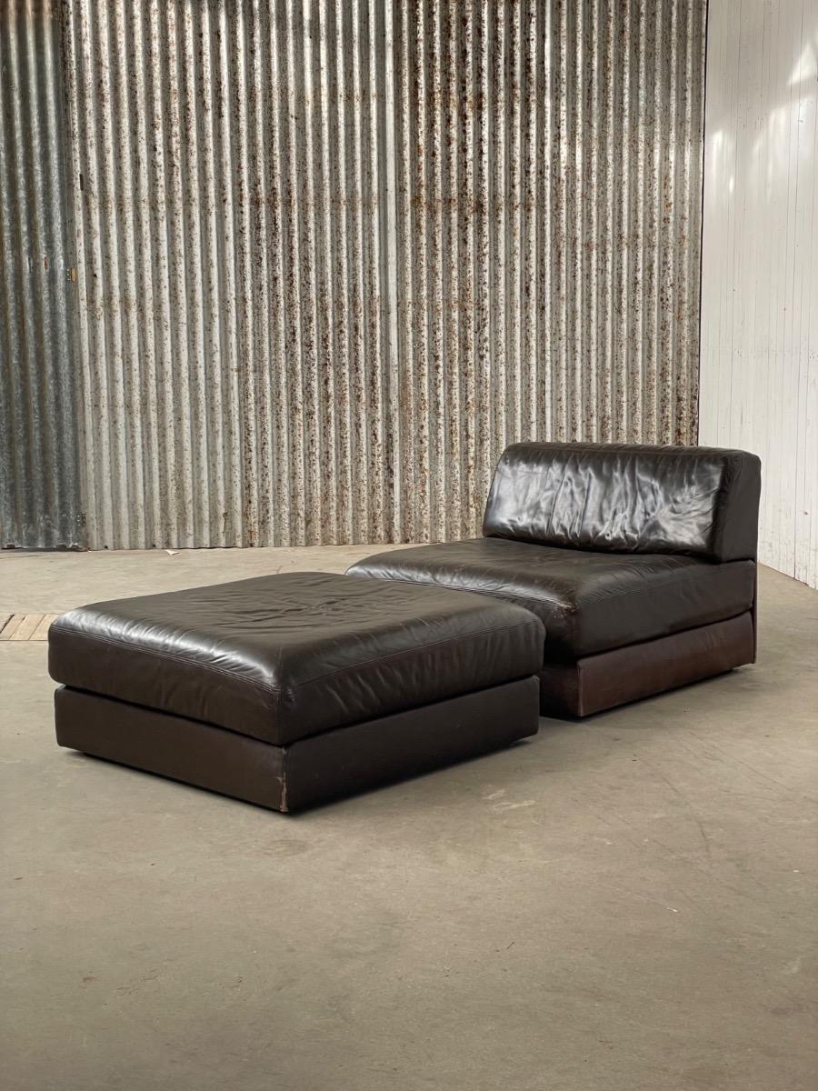 Modular sofa de Sede DS 76 design 1970s dark brown leather 