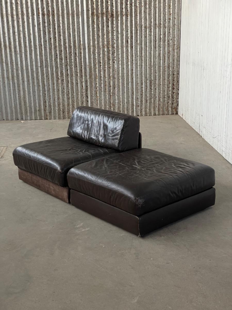 Modular sofa de Sede DS 76 design 1970s dark brown leather 
