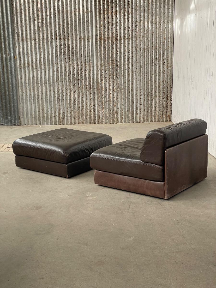 Modular sofa de Sede DS 76 design 1970s dark brown leather 