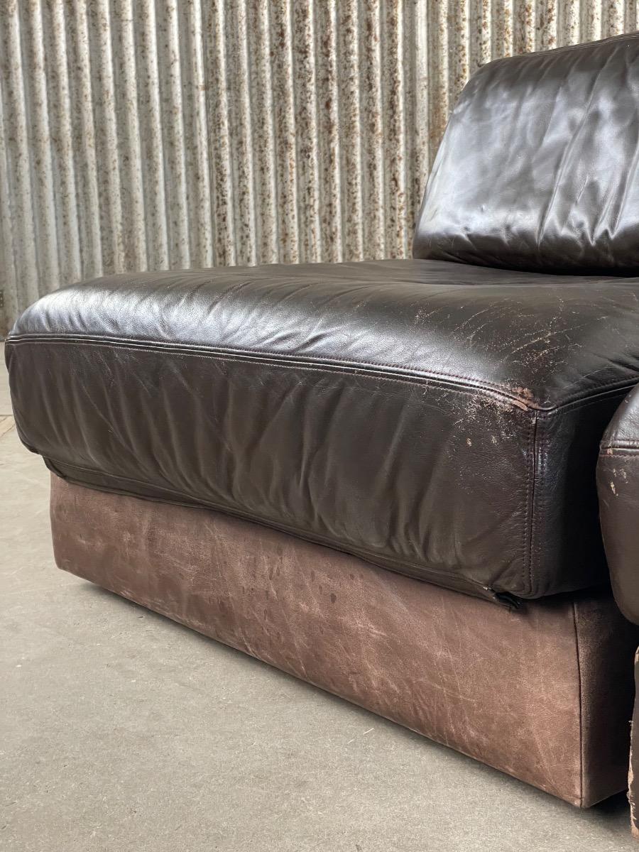Modular sofa de Sede DS 76 design 1970s dark brown leather 