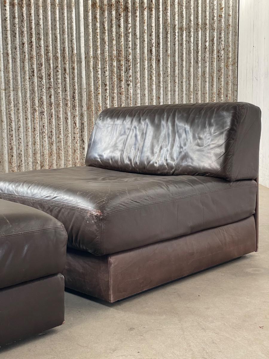 Modular sofa de Sede DS 76 design 1970s dark brown leather 