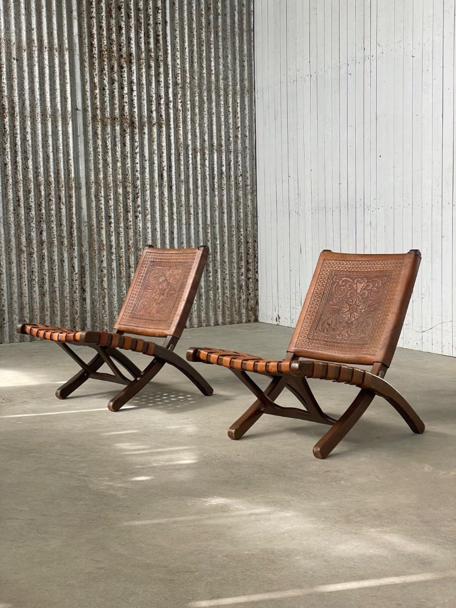 Pair design chairs Angel I. Pazmino for Muebles de Estilo, 1960s