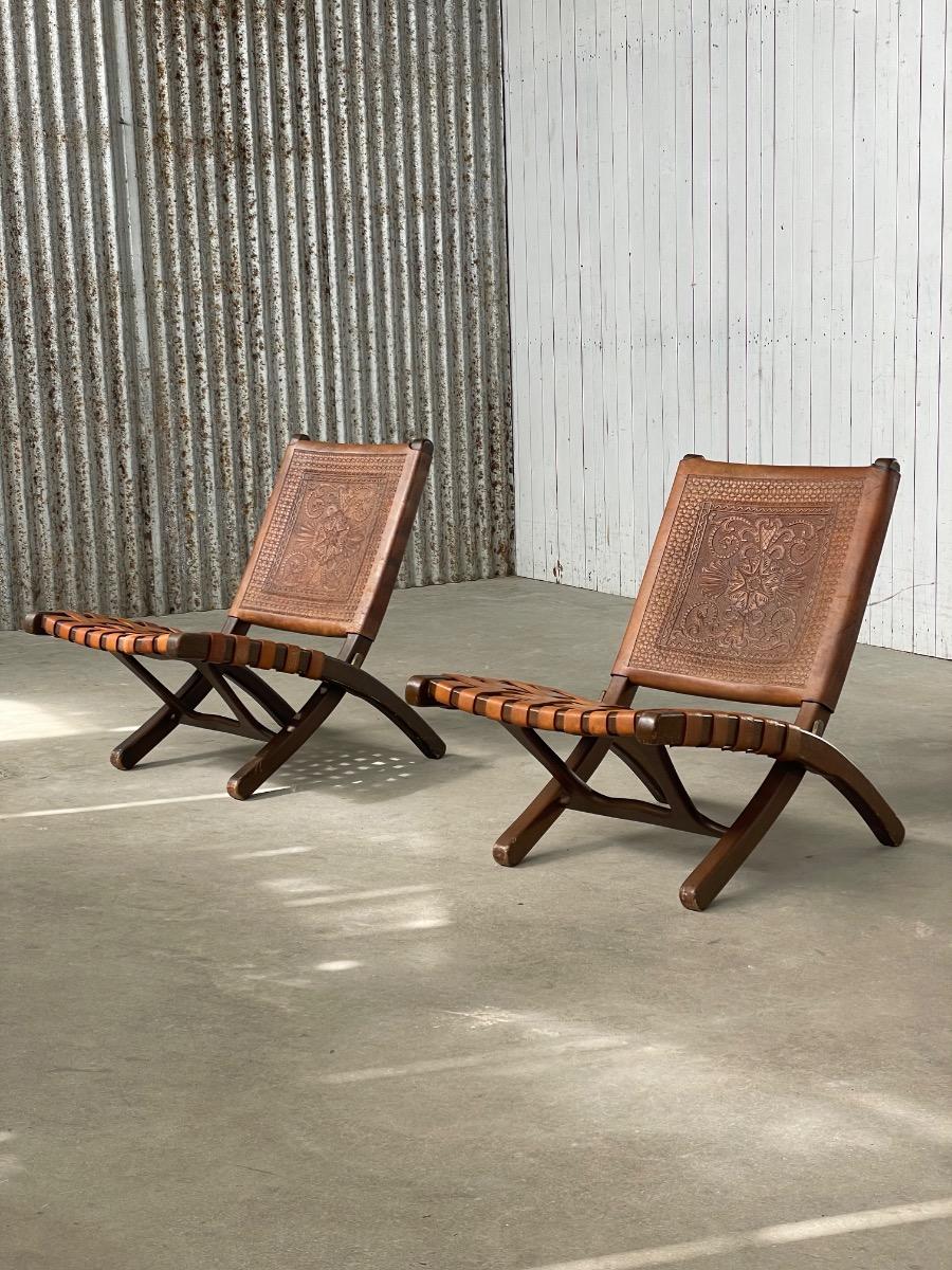 Pair design chairs Angel I. Pazmino for Muebles de Estilo, 1960s