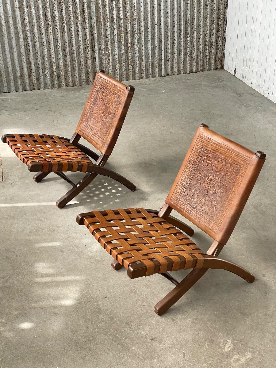 Pair design chairs Angel I. Pazmino for Muebles de Estilo, 1960s