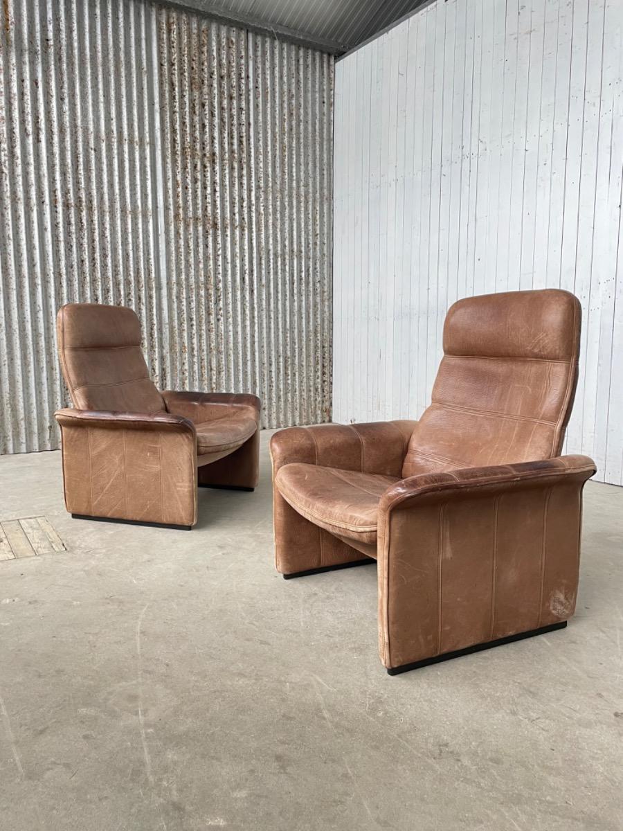 Pair Loungechairs by De Sede design team 1980s