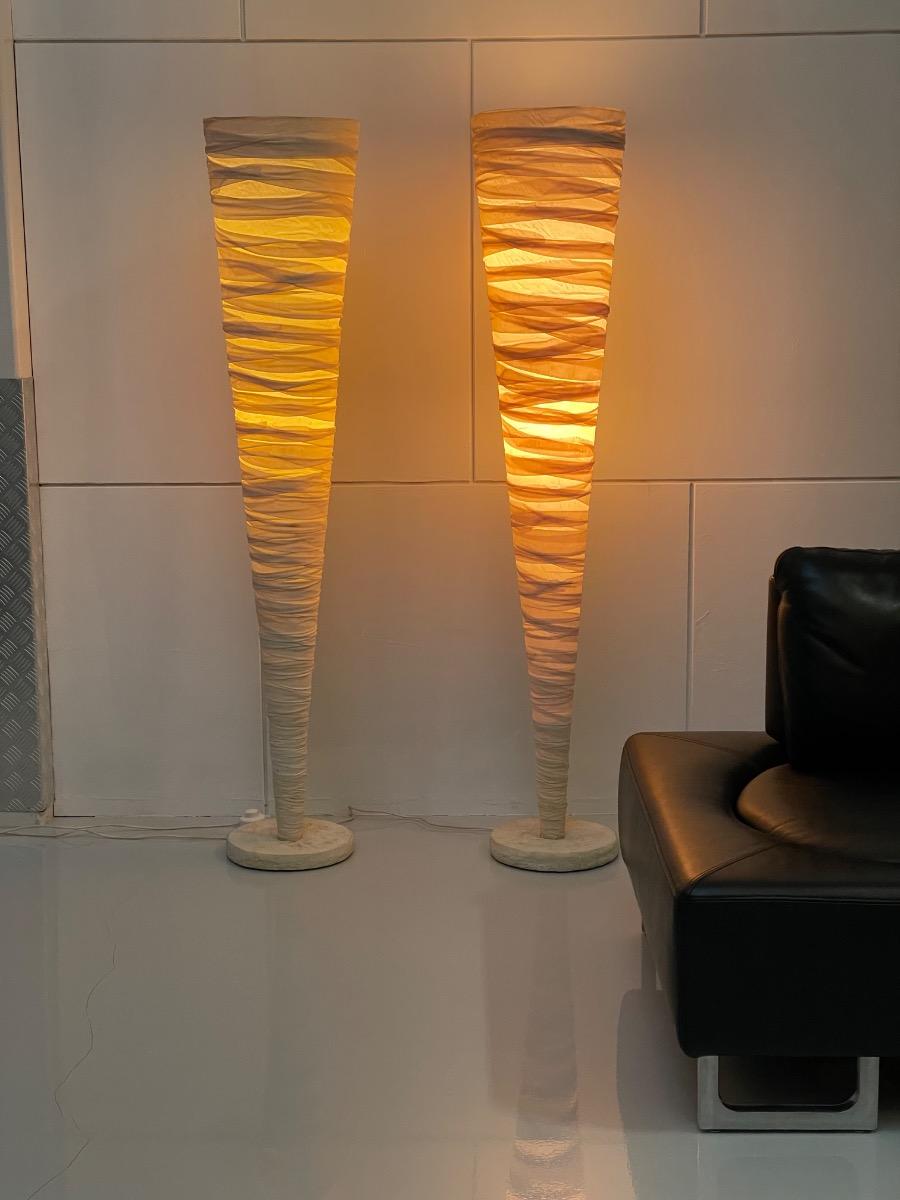 Pair of organic Cocon floorlamps, Japanse 1980s