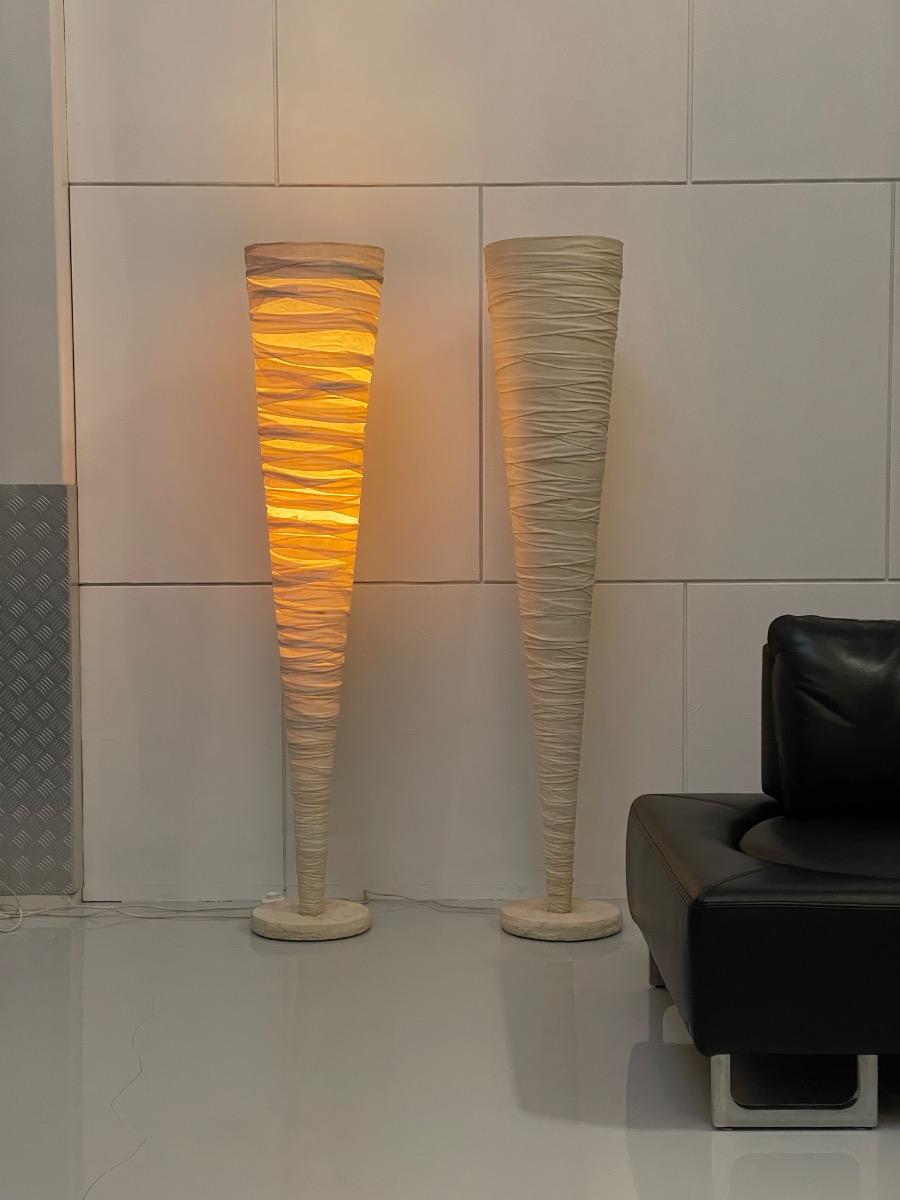 Pair of organic Cocon floorlamps, Japanse 1980s