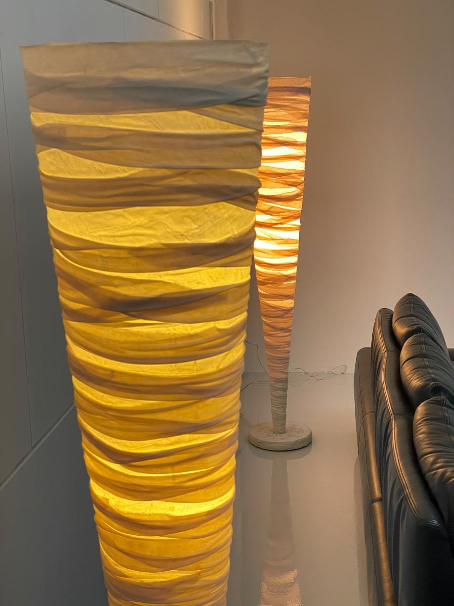 Pair of organic Cocon floorlamps, Japanse 1980s