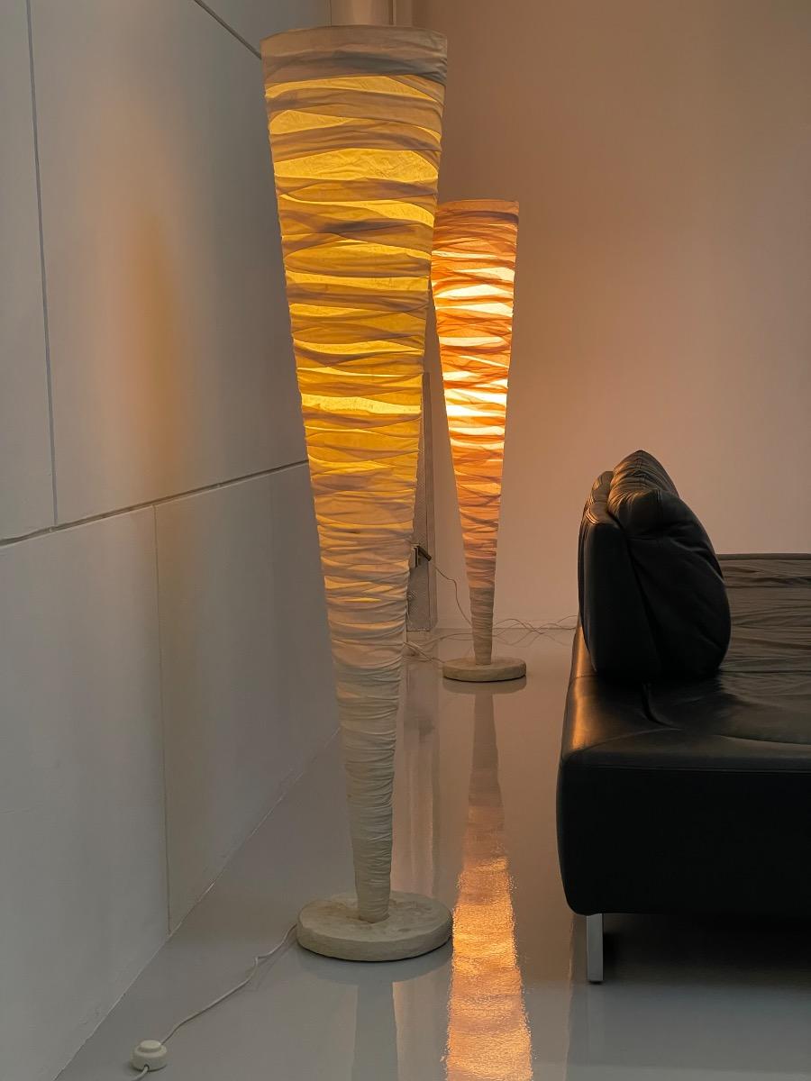 Pair of organic Cocoon floorlamps Japandi 1980s