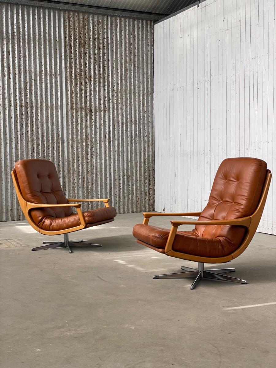 Pair Swivel Chairs b by Eugen Schmidt 1960s for Soloform, Germany
