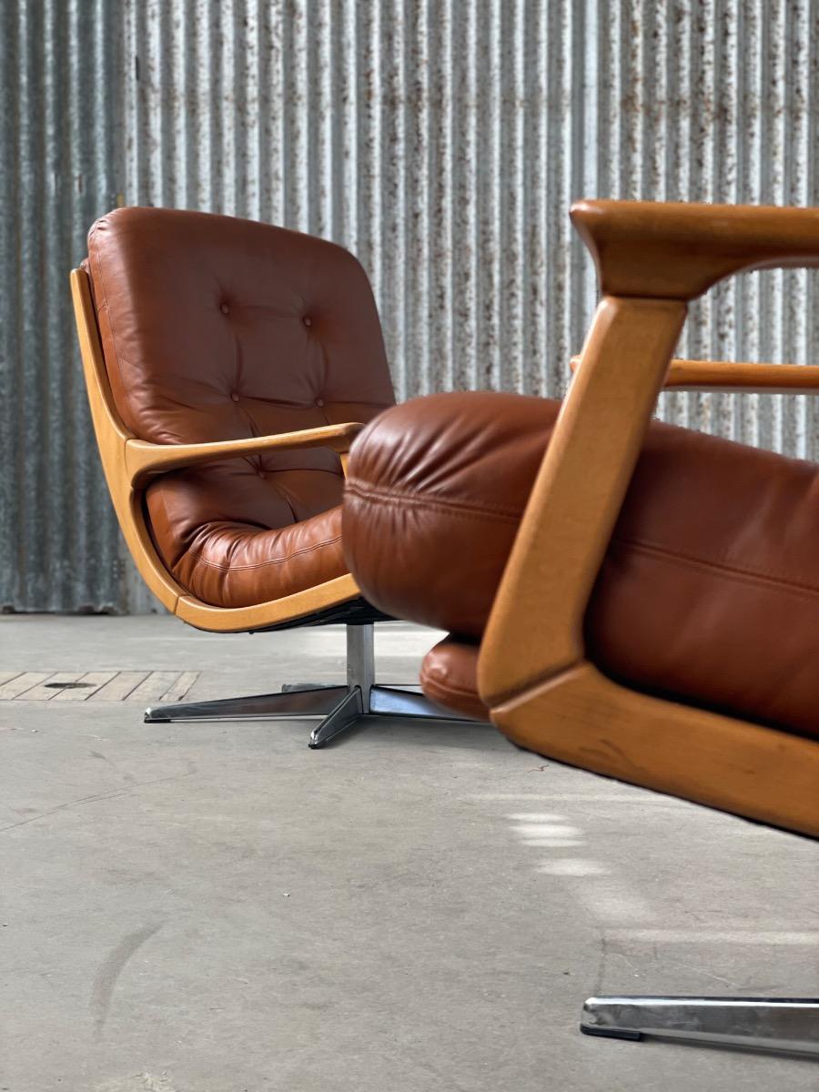 Pair Swivel Chairs b by Eugen Schmidt 1960s for Soloform, Germany