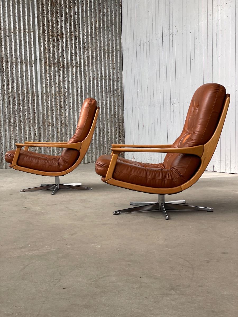 Pair Swivel Chairs b by Eugen Schmidt 1960s for Soloform, Germany