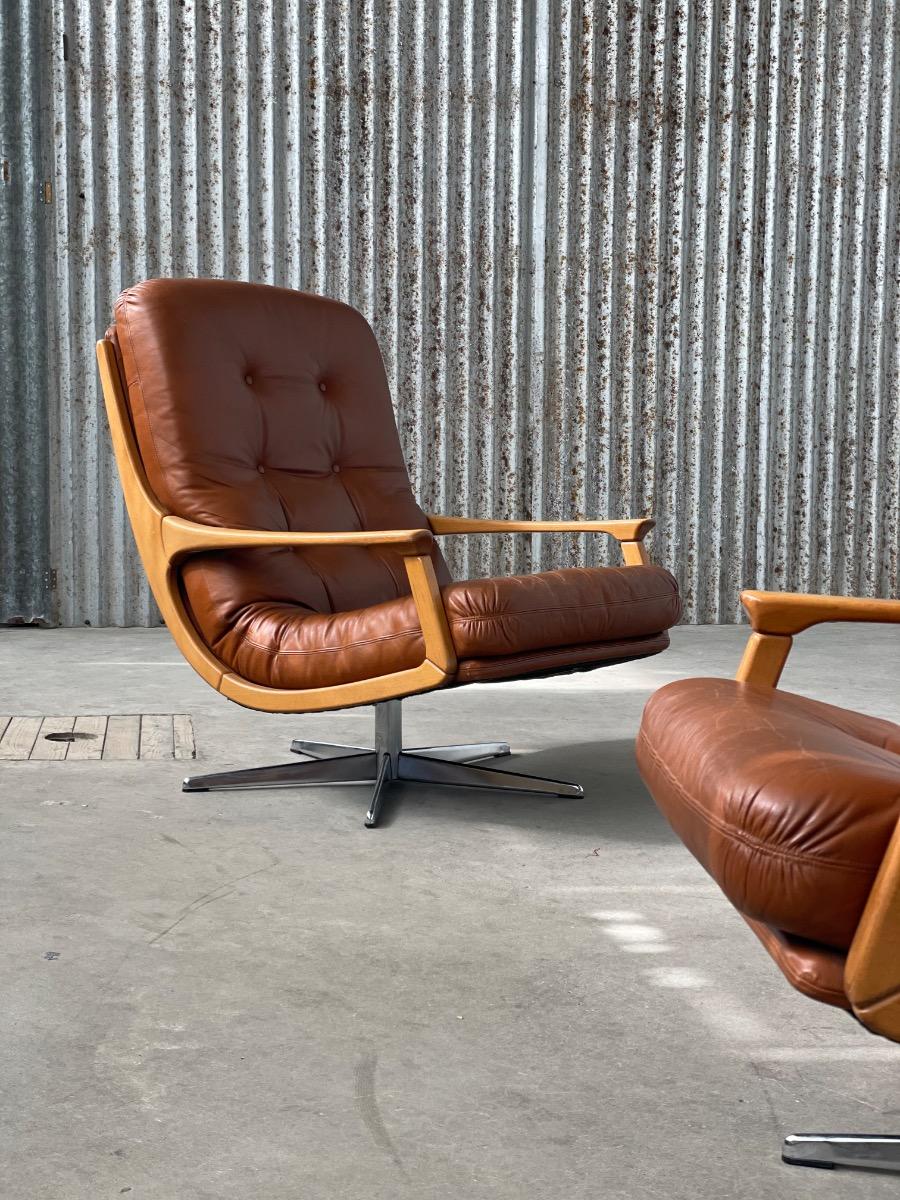 Pair Swivel Chairs b by Eugen Schmidt 1960s for Soloform, Germany