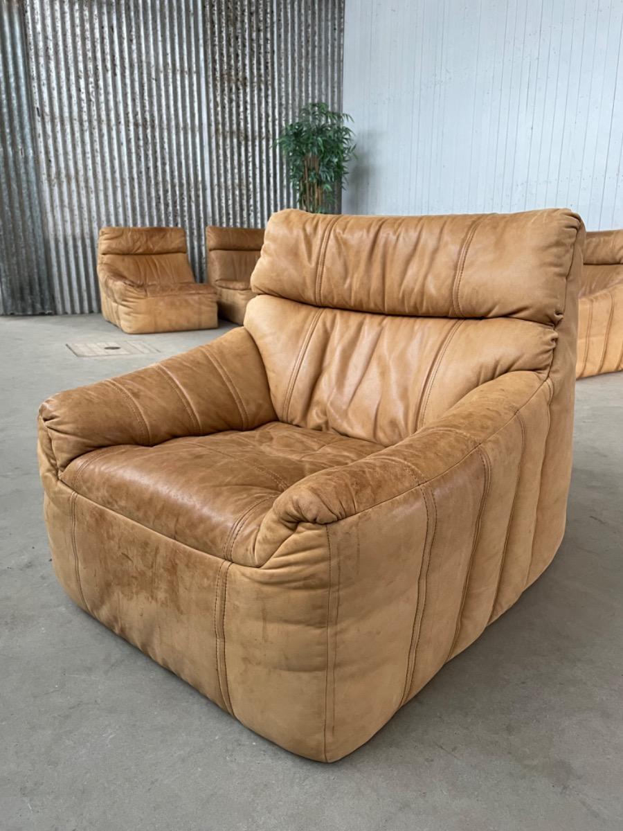 Rolf Benz Modular Sofa - 1970s - Cognac brown - set of 5