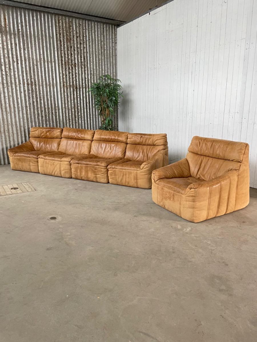 Rolf Benz Modular Sofa - 1970s - Cognac brown - set of 5