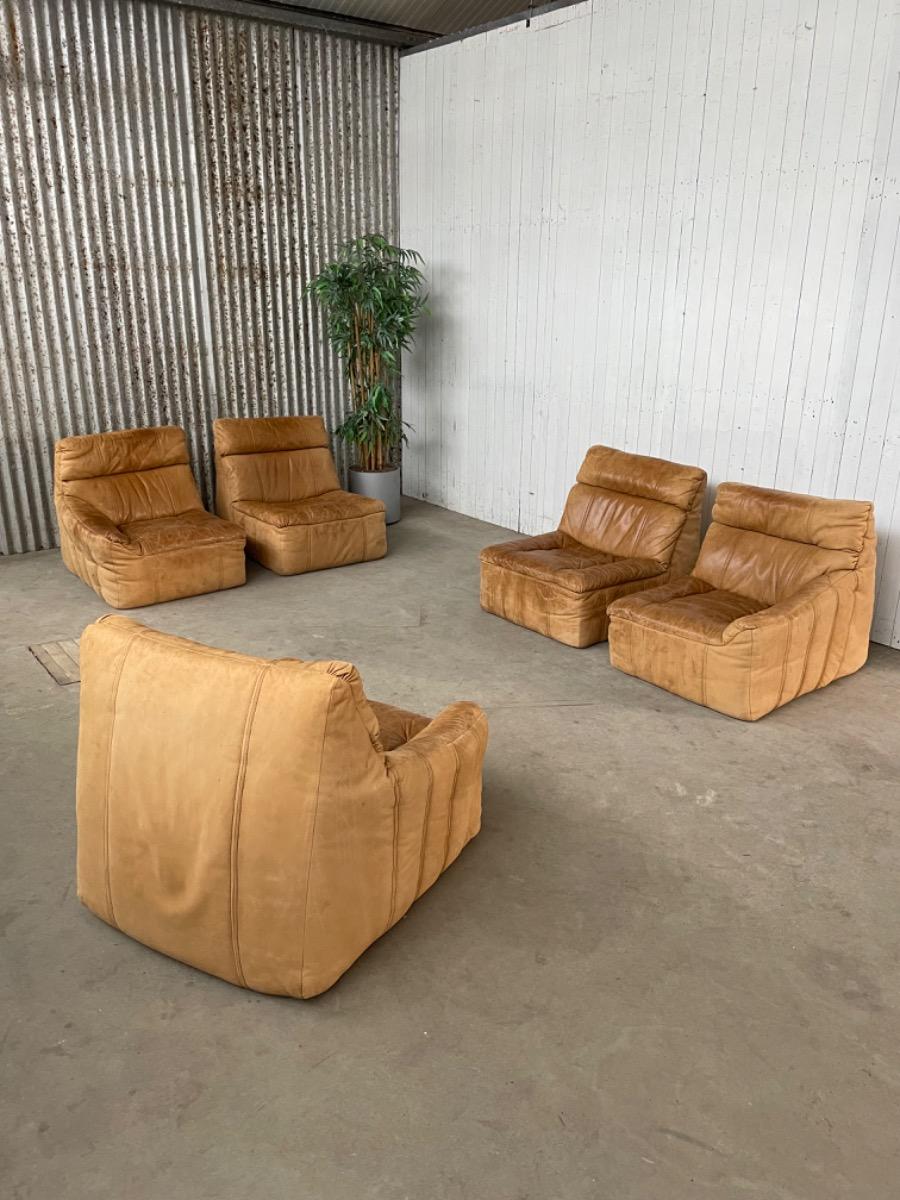 Rolf Benz Modular Sofa - 1970s - Cognac brown - set of 5