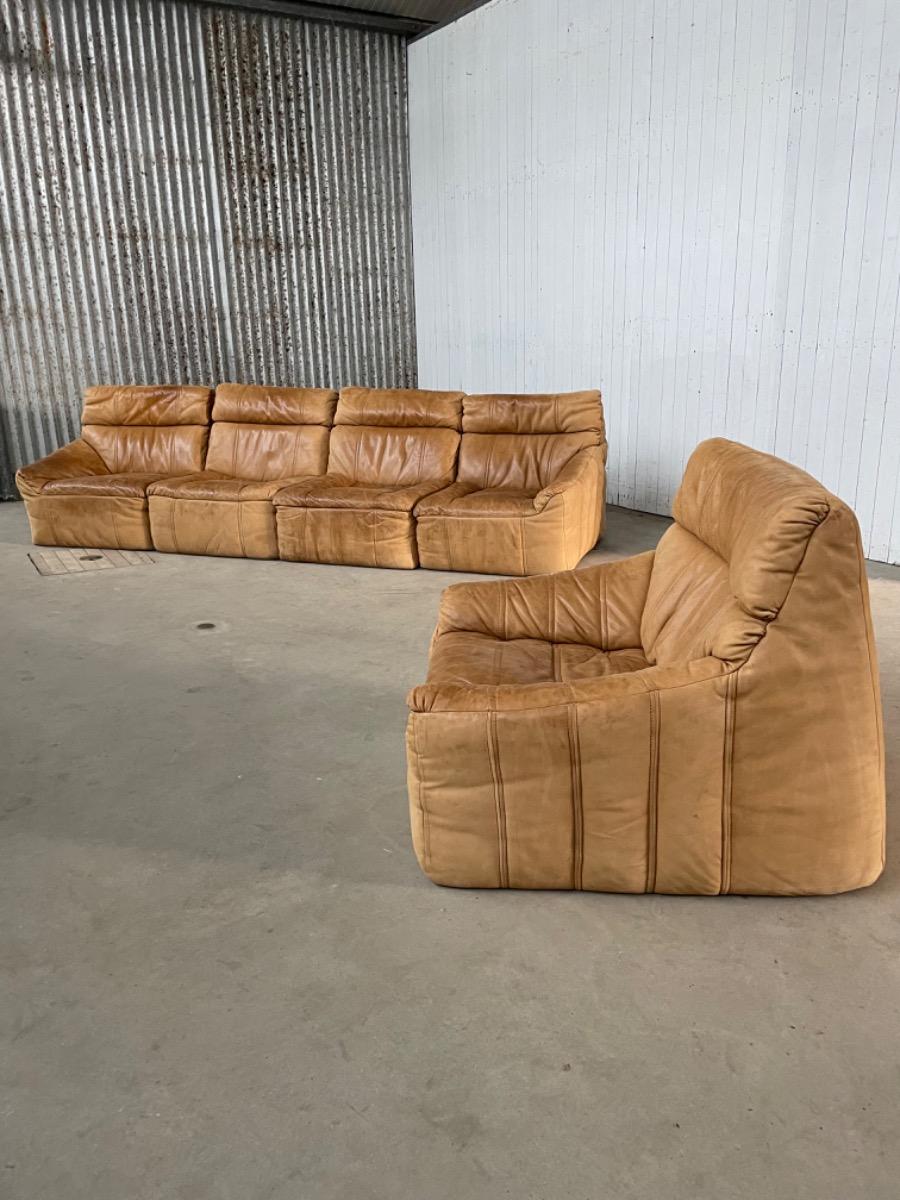 Rolf Benz Modular Sofa - 1970s - Cognac brown - set of 5