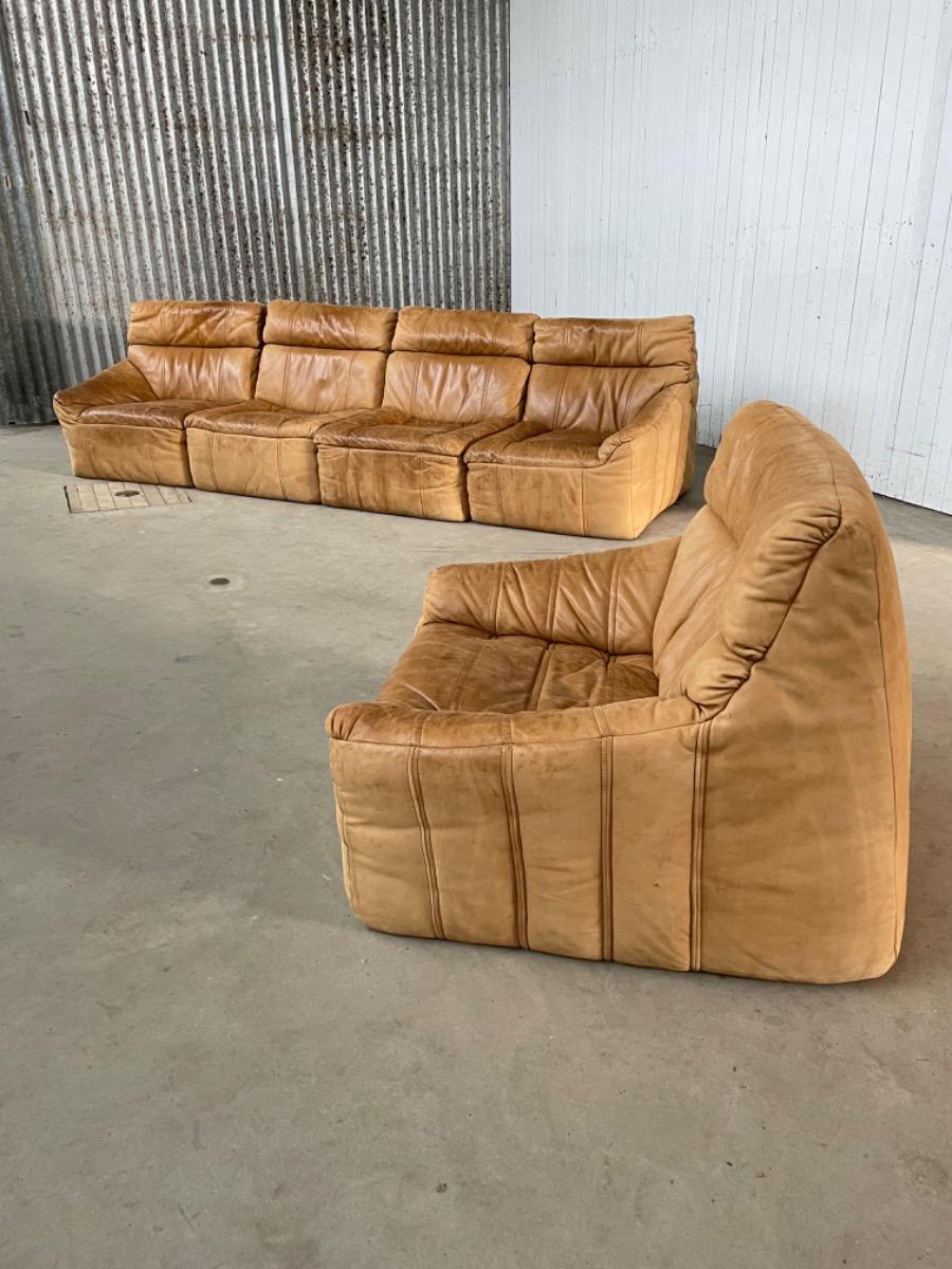 Rolf Benz Modular Sofa - 1970s - Cognac brown - set of 5