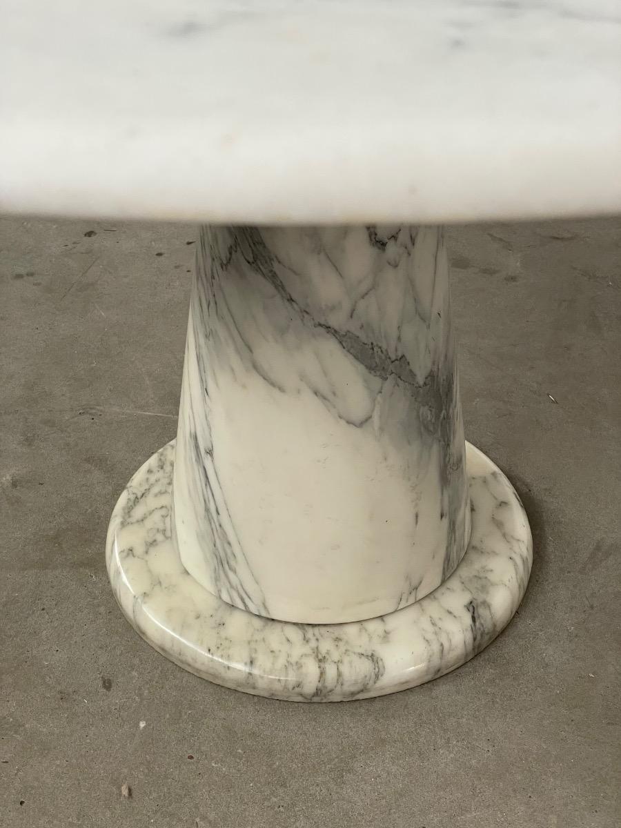 Round Carrara Marble Dining Table, Italy 1970s