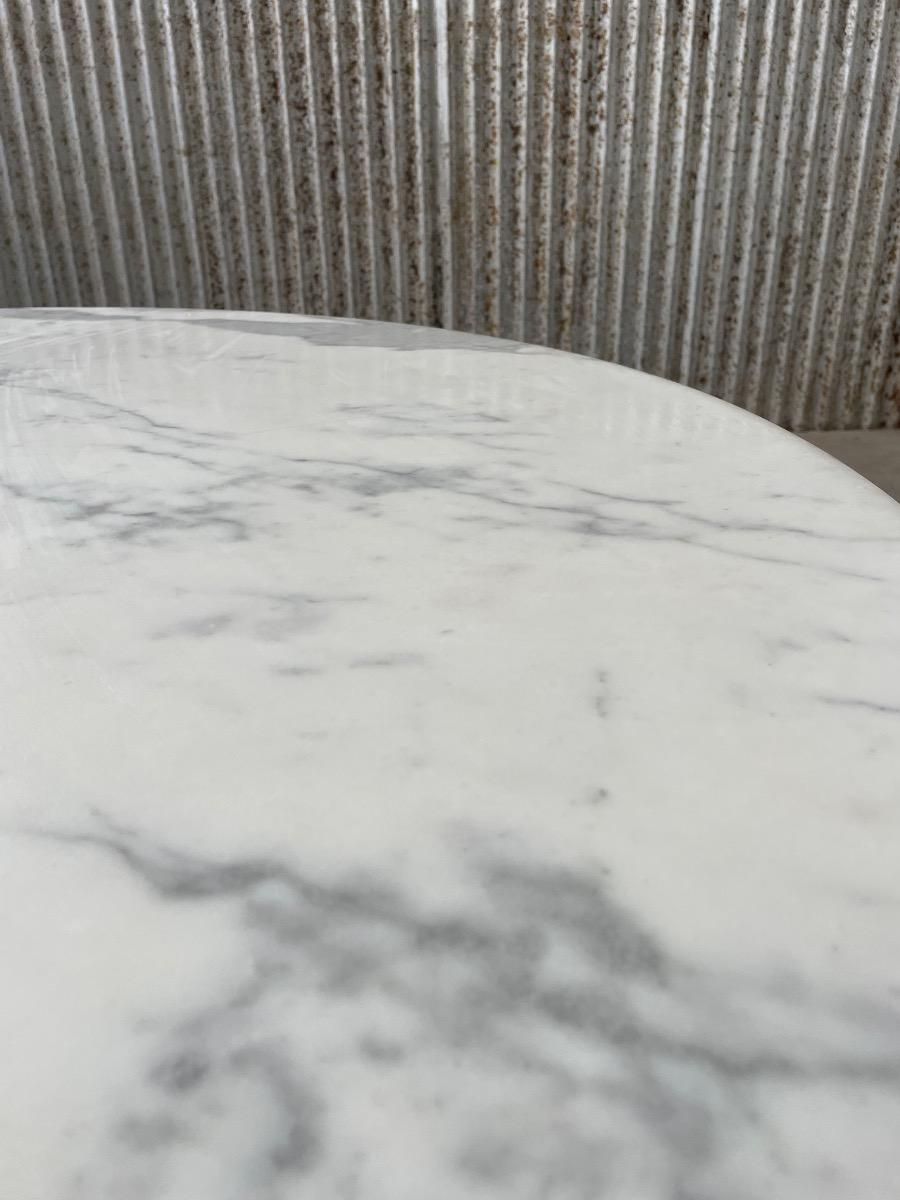 Round Carrara Marble Dining Table, Italy 1970s