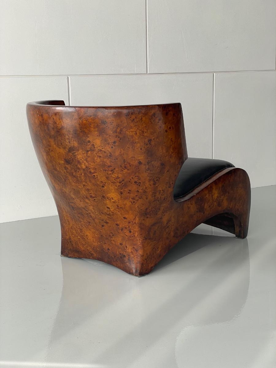 Sculptural Thuya Burl Wood Club Chair, 1970s