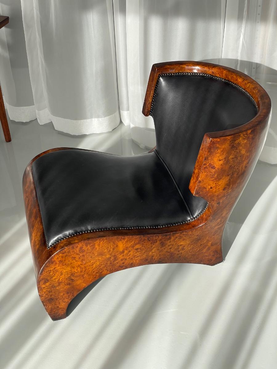 Sculptural Thuya Burl Wood Club Chair, 1970s