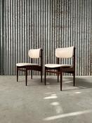 Set (2) vintage chairs - white leather reupholstered - 1960s - design 
