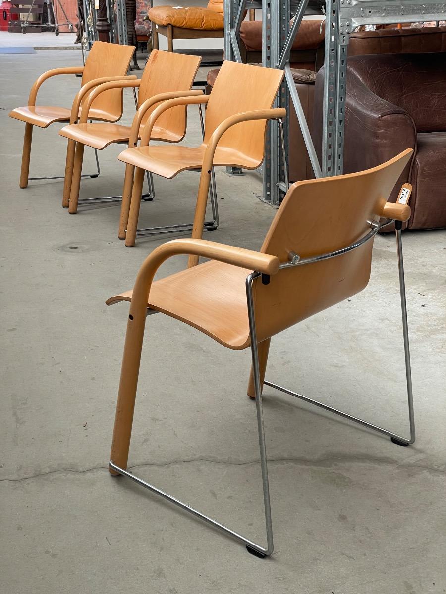 Set 4x S320 Chairs Vintage by Wulf Schneider, Ulrich Bohme, Thonet