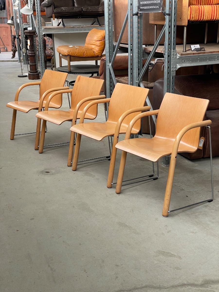 Set 4x S320 Chairs Vintage by Wulf Schneider, Ulrich Bohme, Thonet