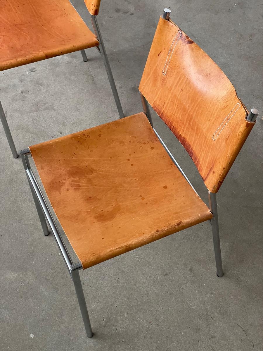 Set 4x SE06 Dining chairs in Cognac leather by Martin Visser voor ‘t Spectrum