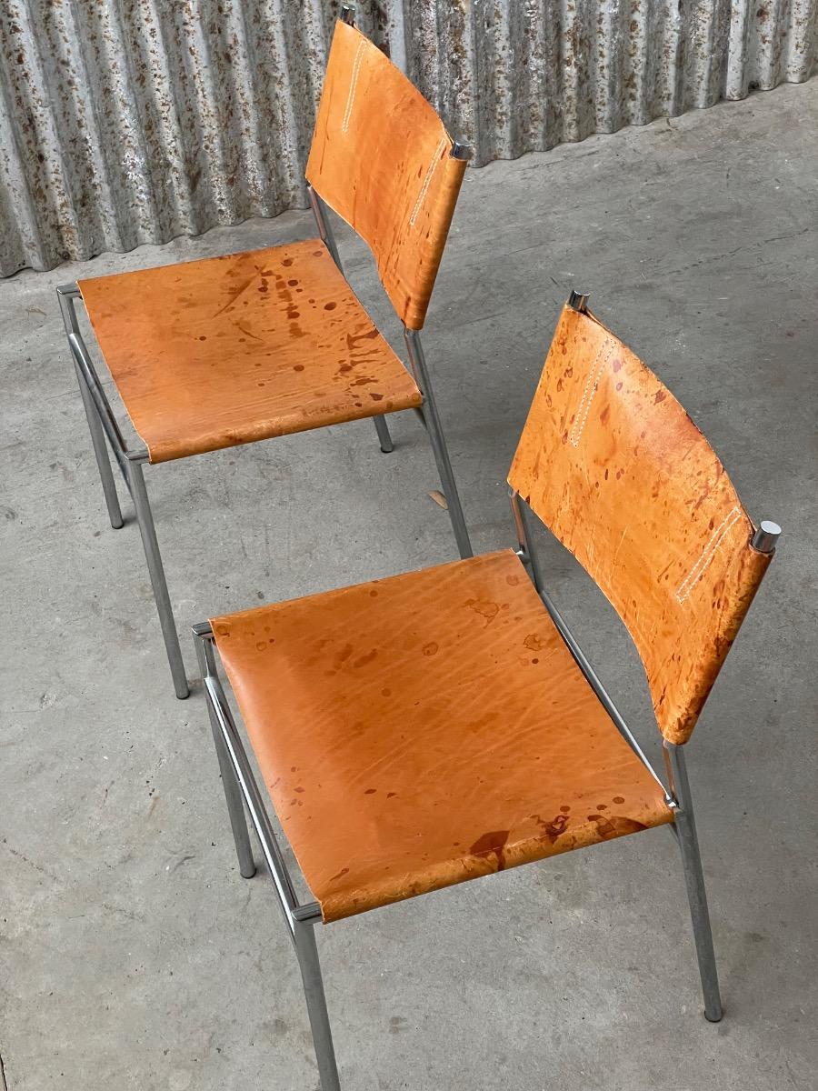 Set 4x SE06 Dining chairs in Cognac leather by Martin Visser voor ‘t Spectrum