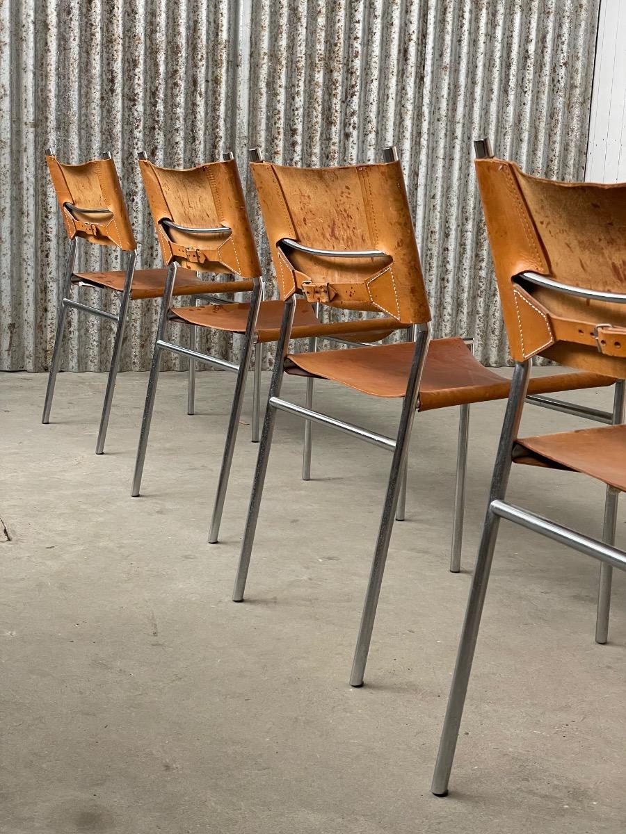 Set 4x SE06 Dining chairs in Cognac leather by Martin Visser voor ‘t Spectrum