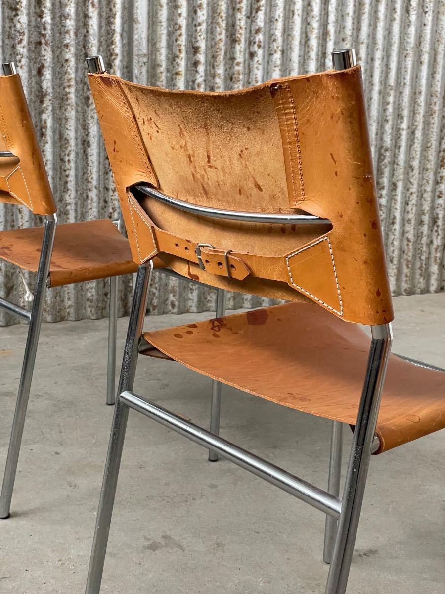 Set 4x SE06 Dining chairs in Cognac leather by Martin Visser voor ‘t Spectrum