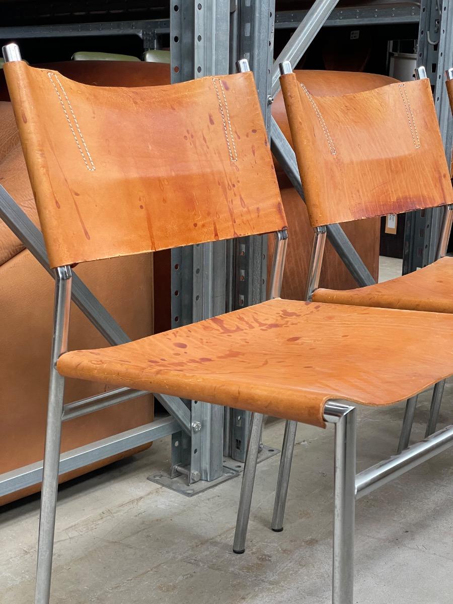 Set 4x SE06 Dining chairs in Cognac leather by Martin Visser voor ‘t Spectrum